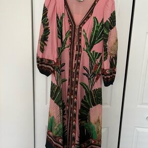 FARM Rio Pink and Green Tropical Dress